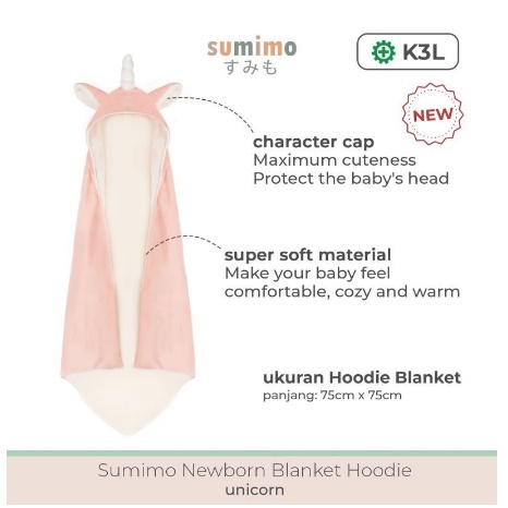 Sumimo Baby Blanket Hoodie / Selimut Topi Karakter Super Soft