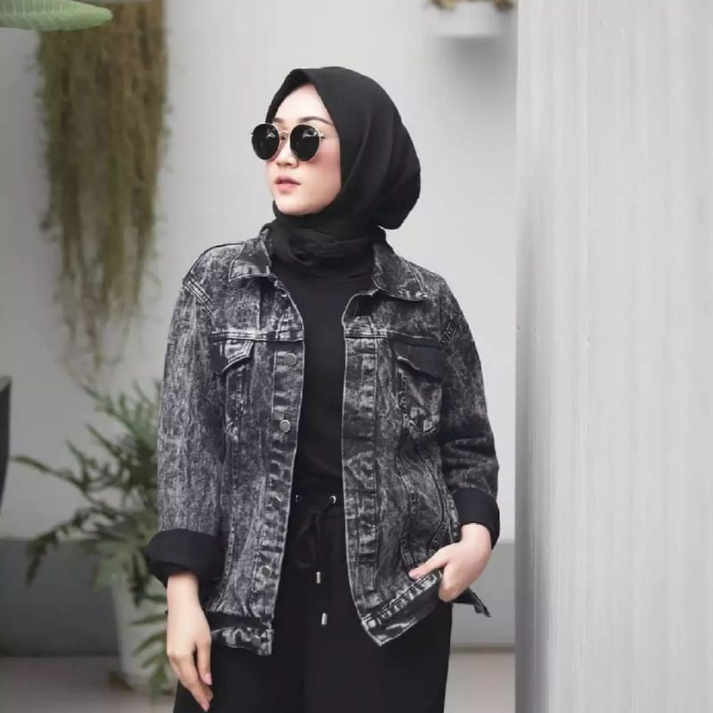 BLACK SANDWASH WANITA JUMBO/OVERSIZE