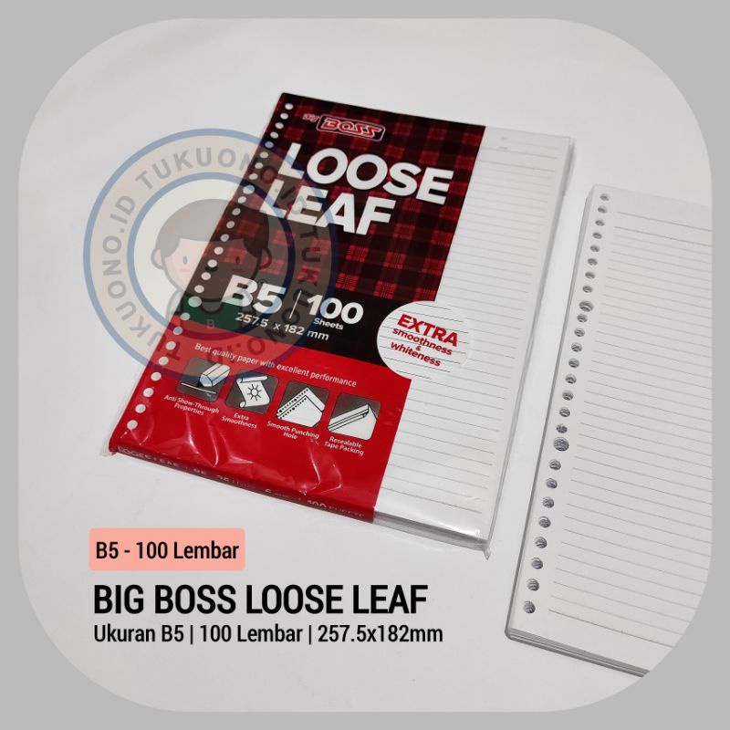 

BIG BOSS Loose Leaf B5 100 Lembar GARIS-GARIS 257.5x182mm | Isi Kertas Binder