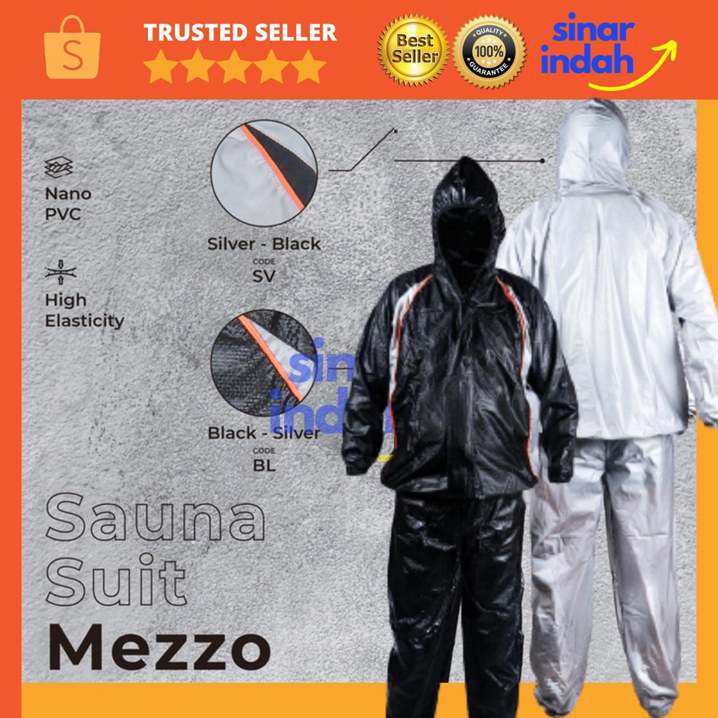 Baju Sauna Celana Sauna Suit Olahraga Mezzo Hitam (Hood & Sleting) MEDAN