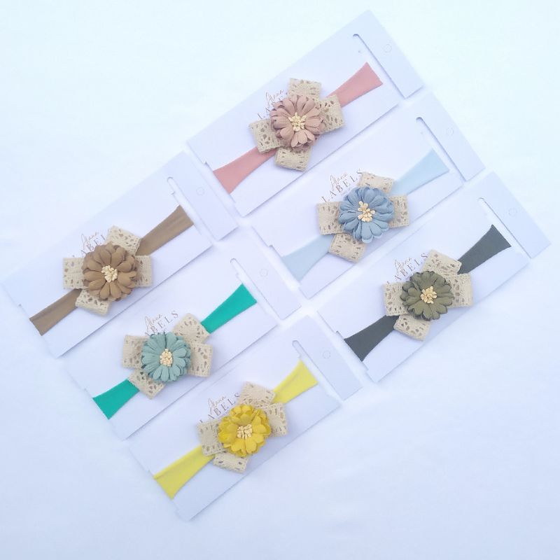 Headband Nylon Bunga Renda |  Headband Bayi | Bandana Nylon | Bandana Bayi