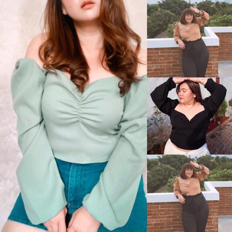 SABRINA JUMBO XXXL/SABRINA BIG SIZE/LOLA CROP TOP/SABRINA JUMBO MURAH/ JUMBO LENGAN PANJANG/KOREATOP