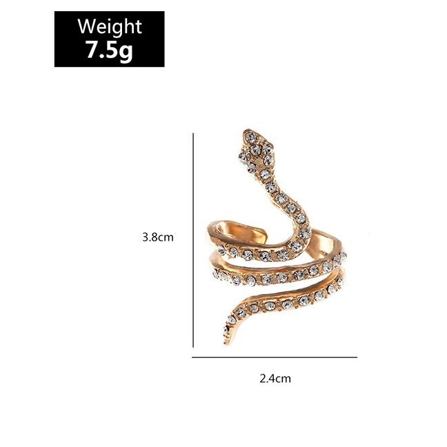 LRC Cincin Fashion Gold Color 1 Snake-shaped Diamond Curved P88887