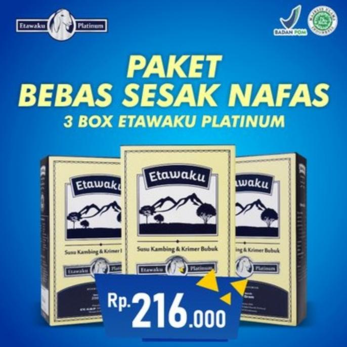 

BAYAR COD susu kambing etawaku platinum 200gr paket 3 bok rendah gula