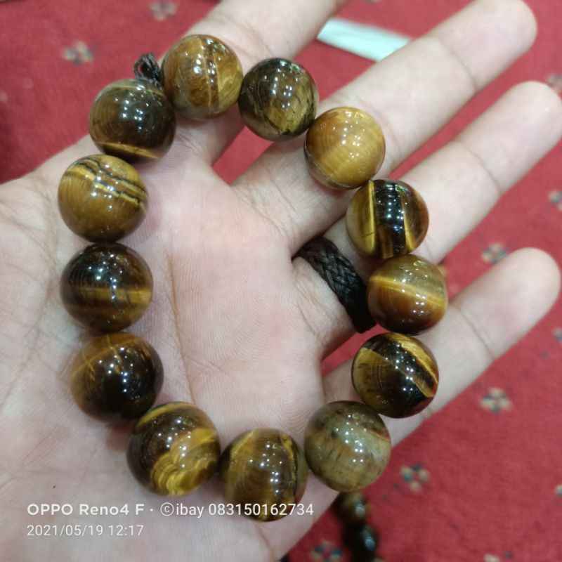 GELANG COWO/CEWE BATU TIGER EYE UKURAN JUMBO