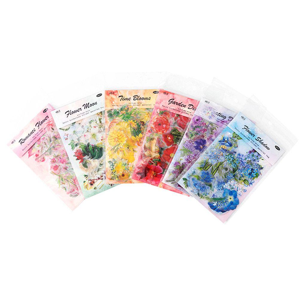 Solighter 100Pcs/Bag Botanical Stickers Junk Journal Hand Akun Aesthetic Bunga Bahan Stiker