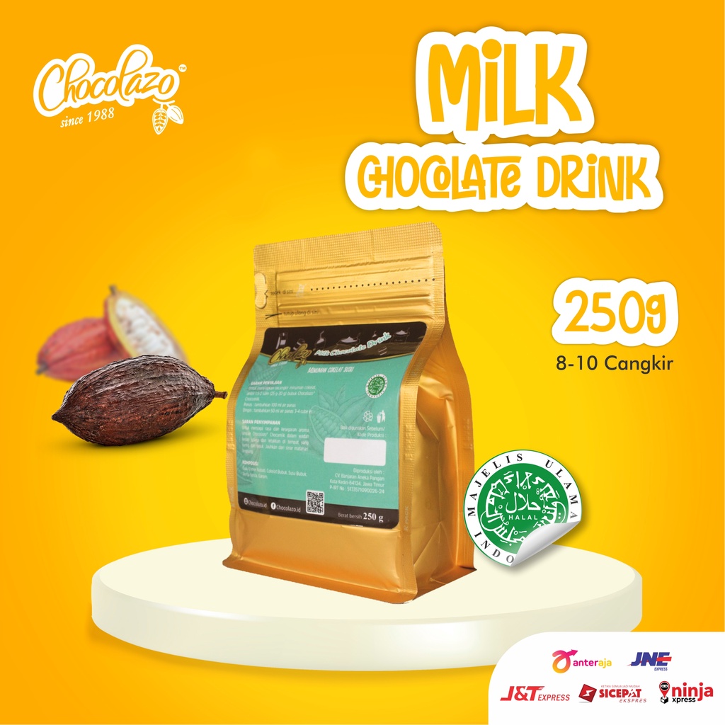 

Minuman Bubuk Coklat dengan Susu Premium Chocolazo Cokelat 250 g Praktis dengan Zipper Lock