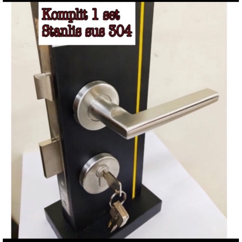 KUNCI PINTU KOMPLIT STANLIS STEEL ASLI/KUNCI PINTU MINIMLIS MODEL MISAH STANLIS SUS 304/KUNCI PNTU