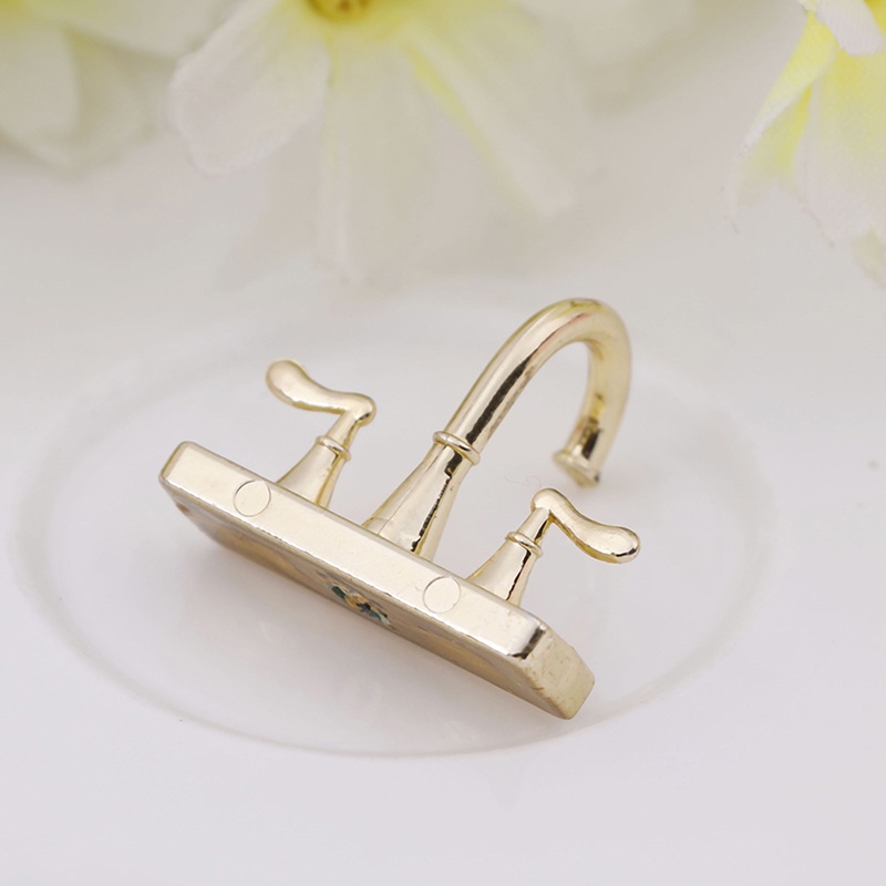 Miniatur Keran Air Ganda Bahan alloy Skala 1: 12 Untuk Dapur Rumah Boneka