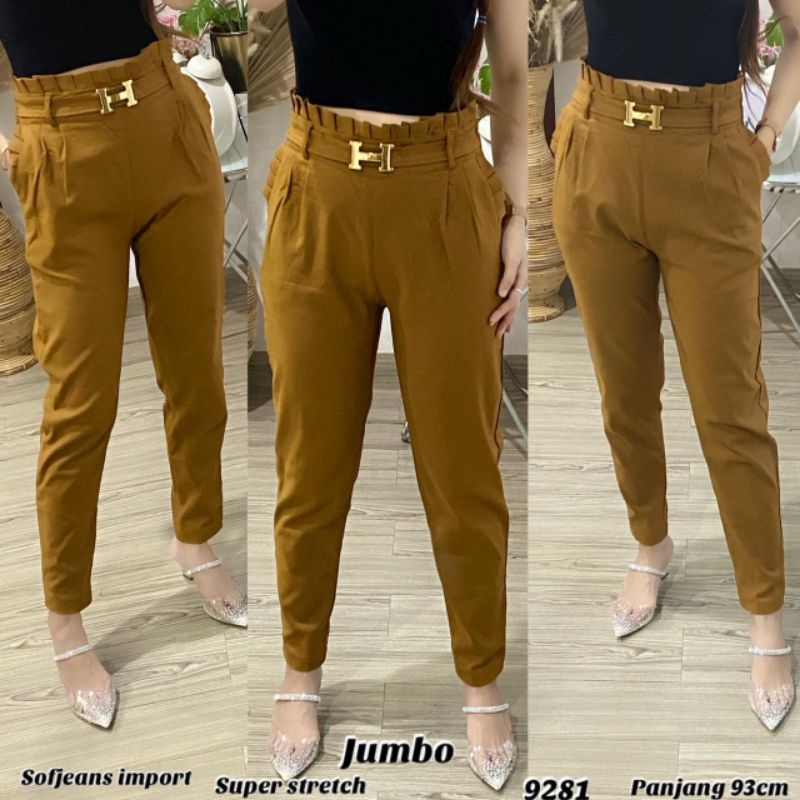 CELANA WANITA SOFT JEANS STRETCH IMPORT JUMBO 9213