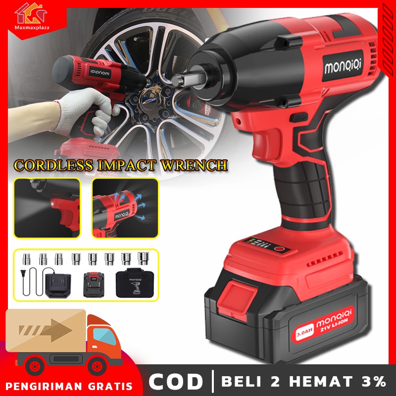 Jual Cordless Impact Wrench Set 21V Brushless 800W Torsi Kunci Listrik ...