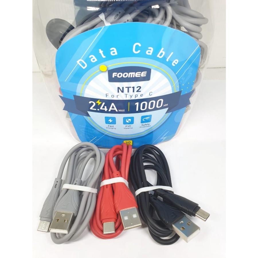 kabel Data Type-C FOOMEE NT12 Kabel Data Type-C Fast Charging ISI 30 per Toples