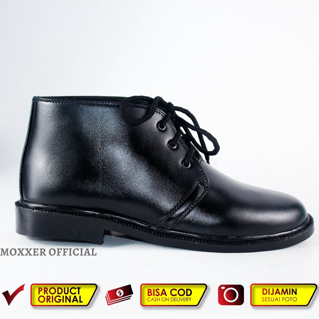 Sepatu Dinas PDH DOFF Tali Sepatu Sekolah Paskibraka Security Satpam TNI AD Polri Hitam Doff - BT03