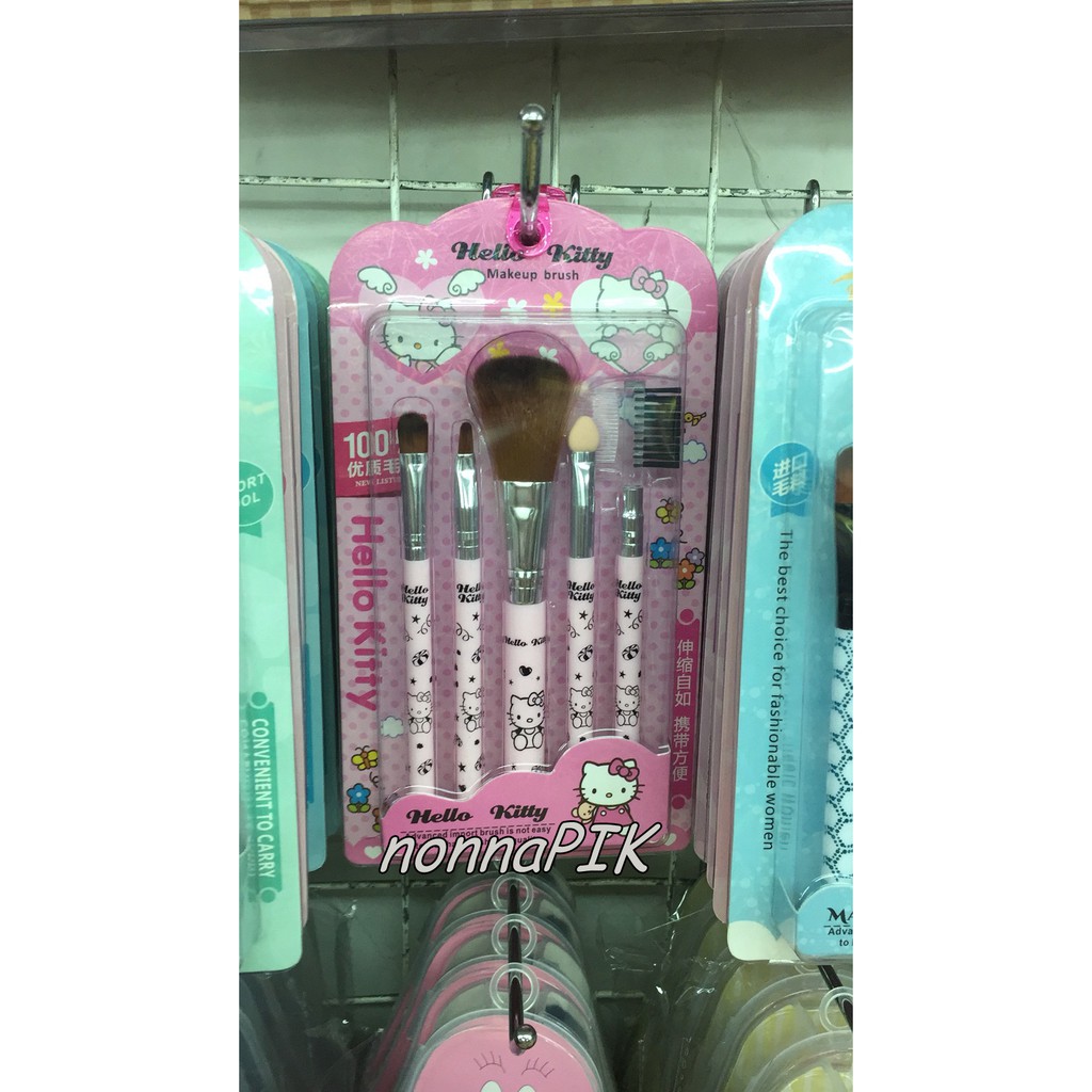 Kuas Kosmetik Kecantikan / Makeup Brush Sets Doraemon dan Hello Kitty isi 5 Import