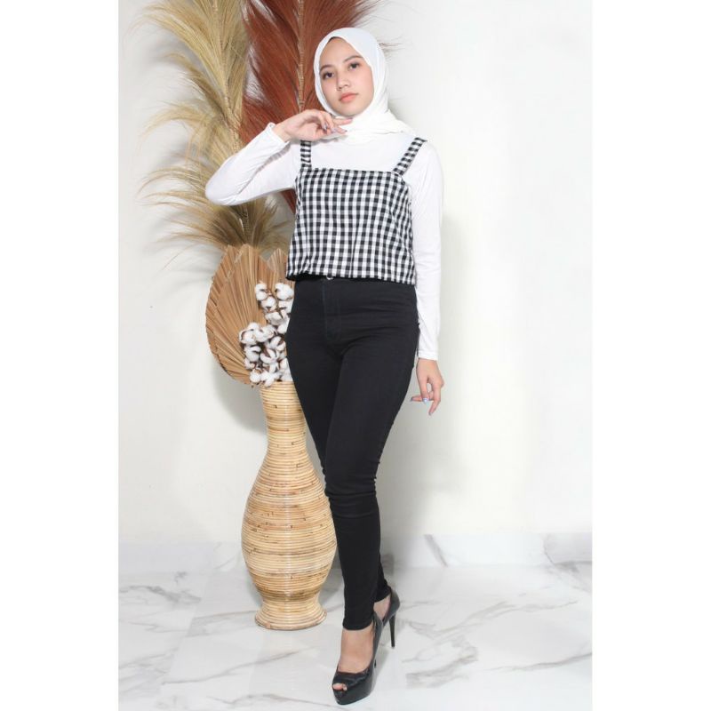 NAJAHSTORE  Tanktop hijab / tanktop anjas / tanktop halal / korea tartan tangtop outer