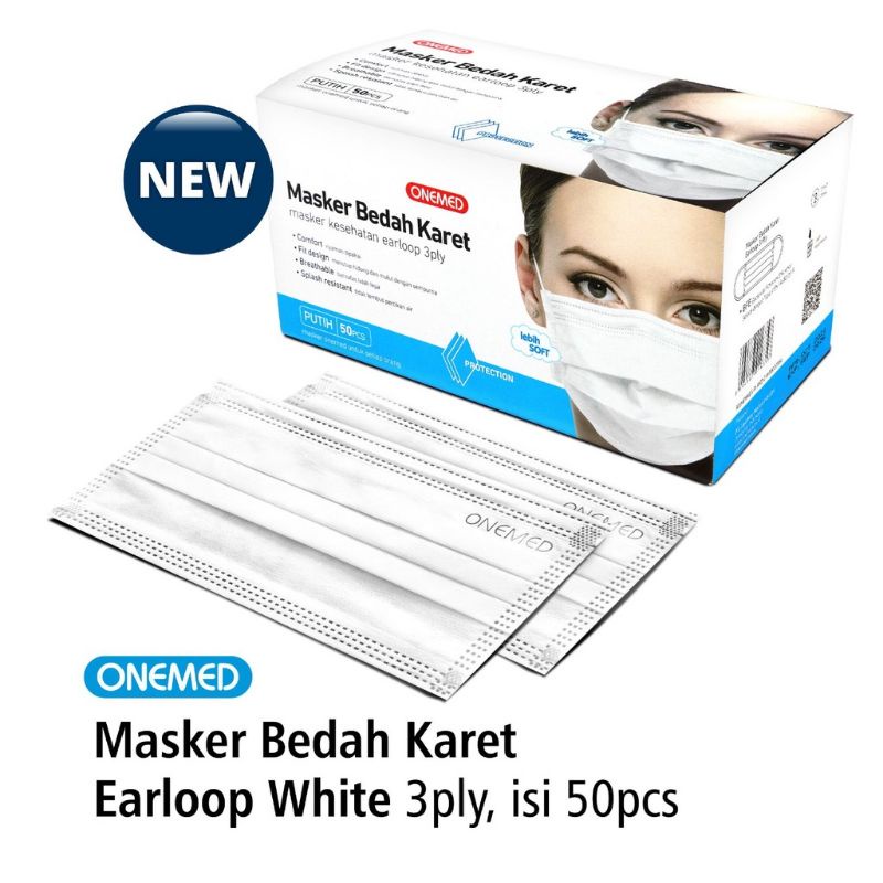 Onemed masker bedah karet earloop 3 ply isi 50 pcs