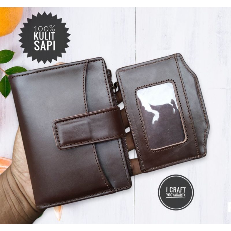 Dompet Kartu Wanita/Pria Kulit Asli Kulit Pullup