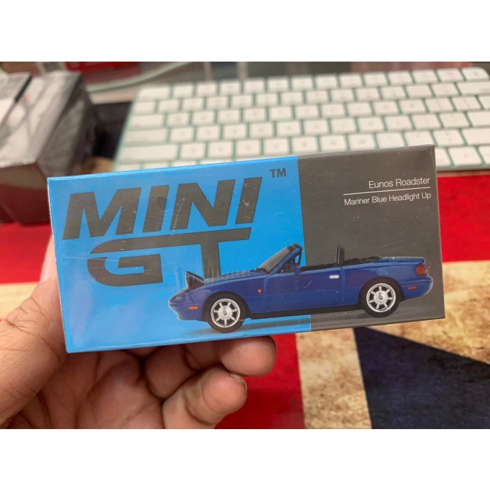Mini GT 331 Eunos Roadster Mariner Blue Headlight Up RHD