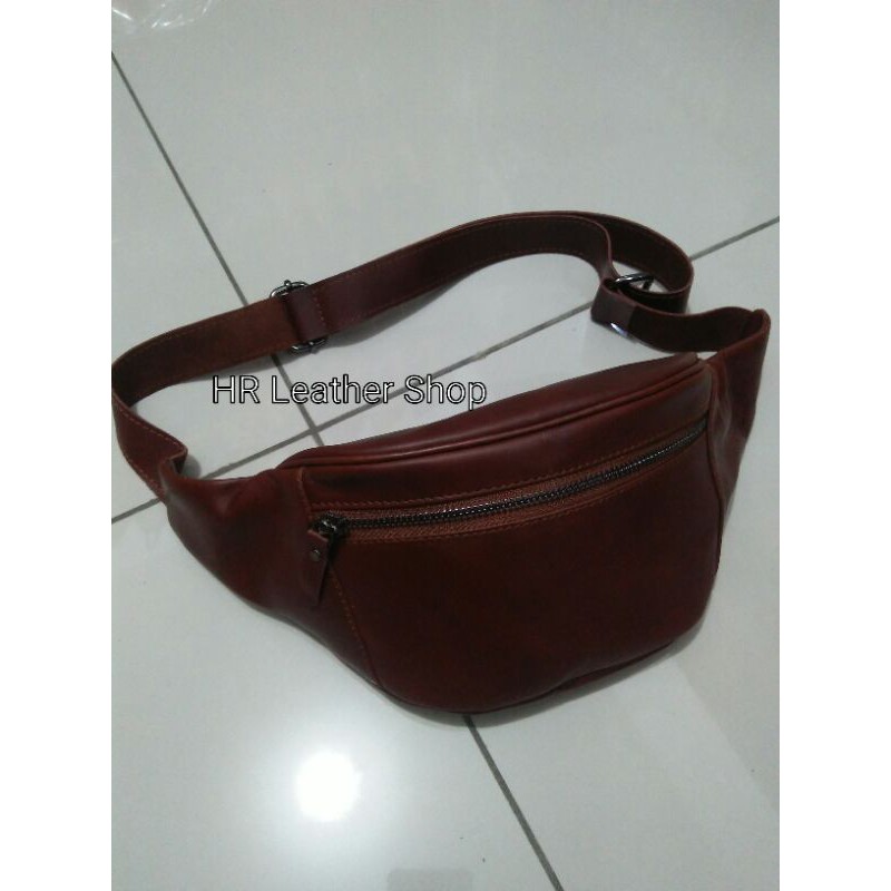 Tas Pinggang tas waistbag Kota Garut kulit sapi asli