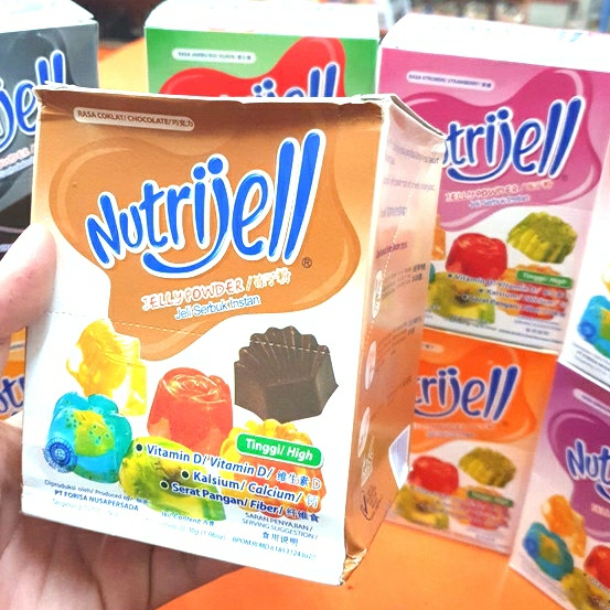 

BOX 12S*30GR rasa COKLAT - NUTRIJELL JELLY POWDER / JELI INSTAN atayatoko