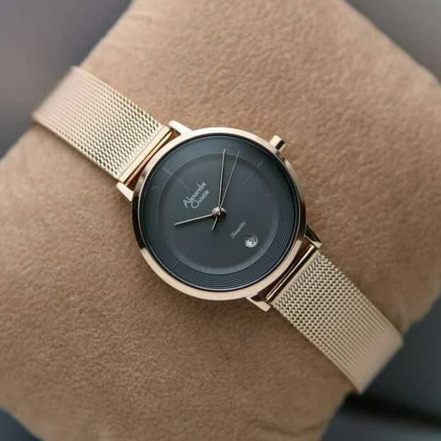 Jam Tangan Couple Alexandre Christie Ac8627 Ac 8627 Rose Gold Black Mikayla.Outlet
