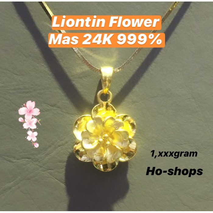 STOK TERBARU Liontin / Pendant Flower Mas Kuning 24K 999% Emas Asli Y.2
