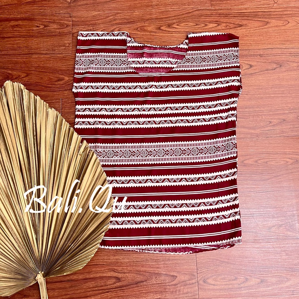 Baju Atasan XL Rayon Motif Bali-MAROON TRIBAL