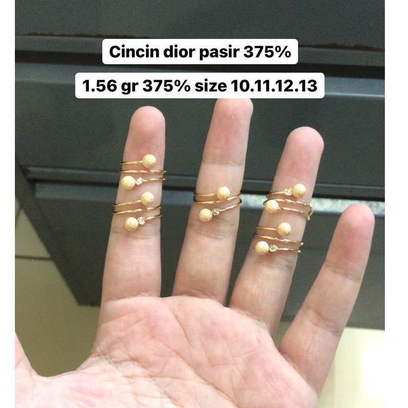 Cincin bulat bola pasir emas asli kadar 375 8karat fashion