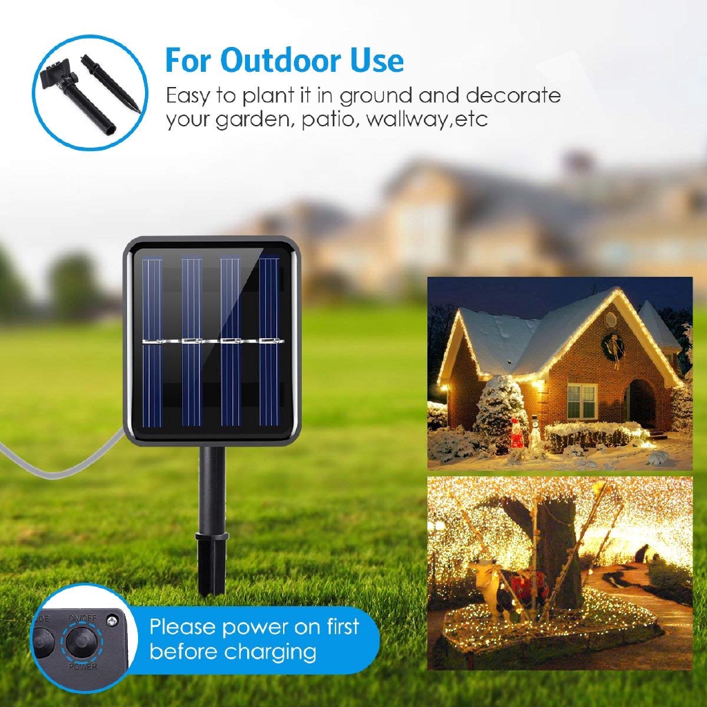 [COD available]22M 200 LEDs Solar Powered 8 Modes Fairy String Lights Outdoor Homes Decorative