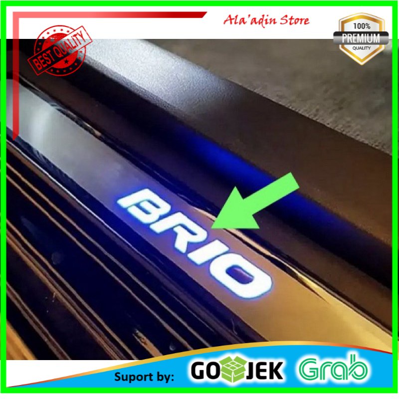 Sill Plate/ Sillplate Samping/ Side Scuff Plate Brio Nyala Lampu Led Biru