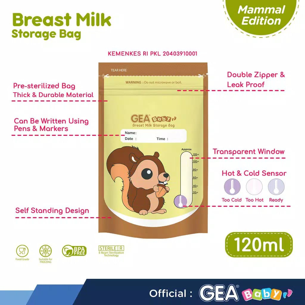 GEA Baby Kantong Asi 120ml Breast Milk