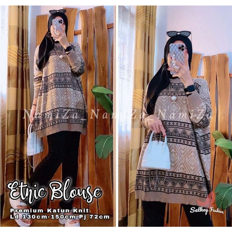 ETNIC BLOUSE ATASAN KATUN KNIT PREMIUM