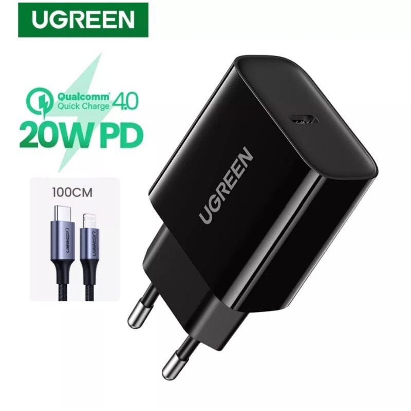 Ugreen PD 20W Charger With MFi Nylon C to Lightning Cable For Iphone