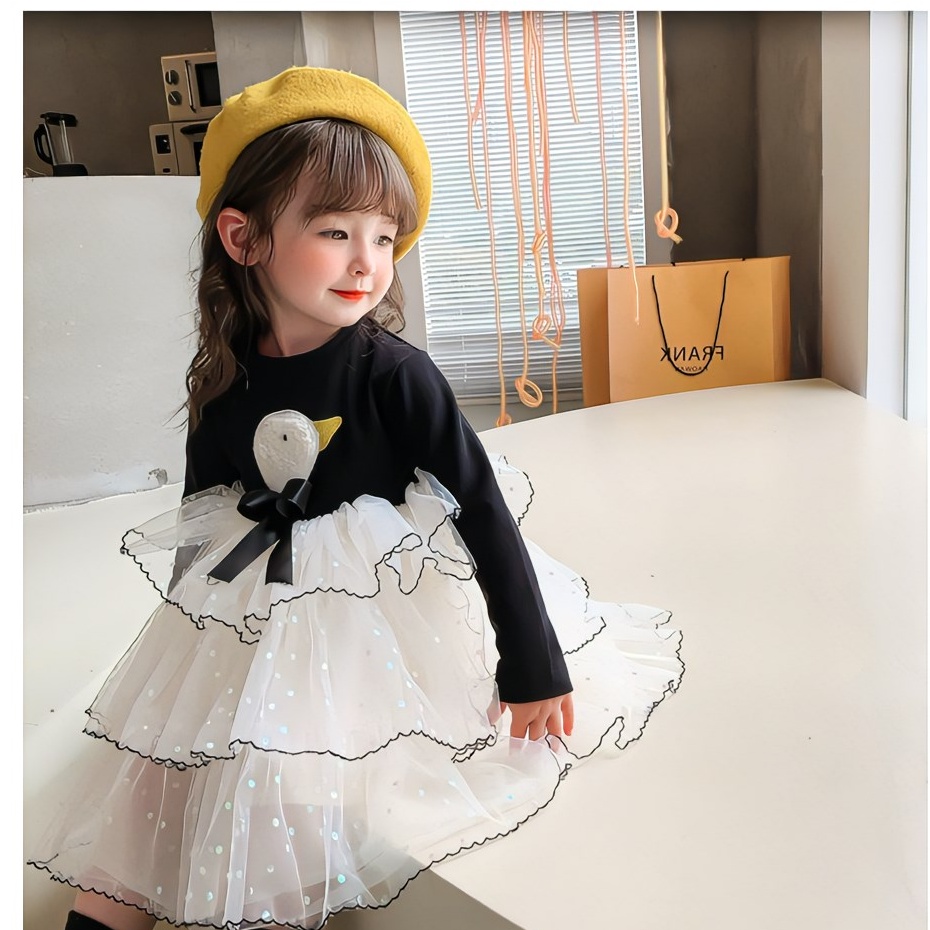 SALE DR111-Dress Anak Perempuan Tutu Confeti Duck