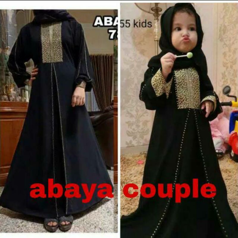 Abaya Arab Saudi Hitam Abaya Turki Hitam Abaya Dhubai Hitam Modern Couple Ibu Dan Anak Motif 255