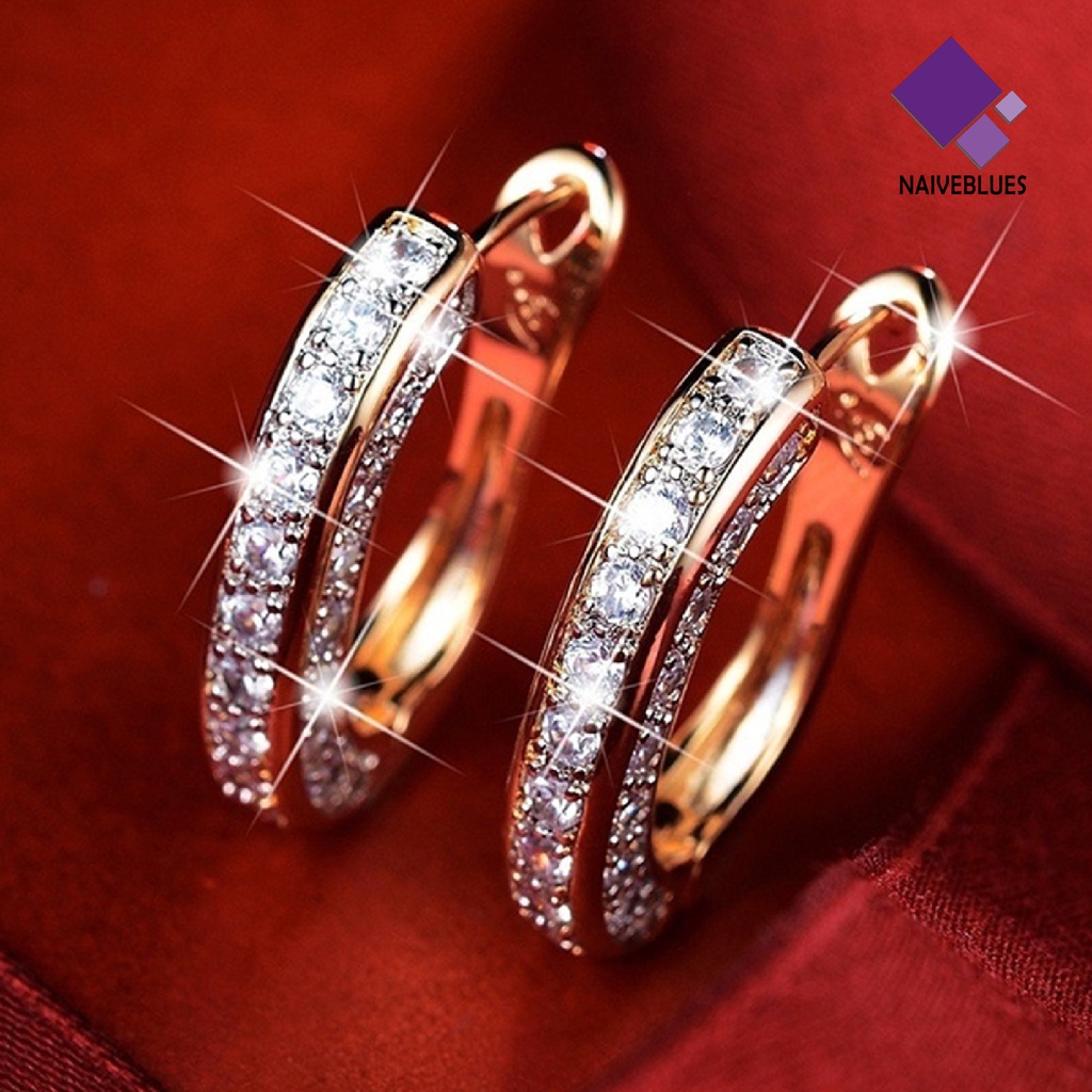 1 Pasang Anting Huggie Charmive Ring Untuk Wanita