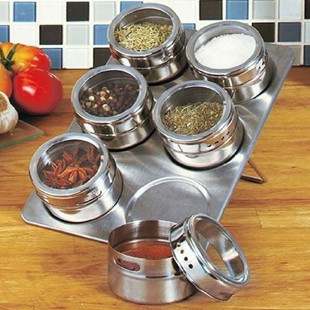 Tempat Bumbu Makanan Magnetic Spice Jar Storage Container - Silver