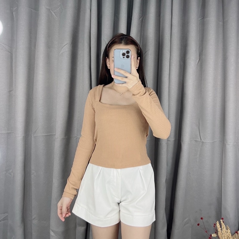 Knit Squareneck premium longsleeve 050 | atasan  squareneck rajut lengan panjang