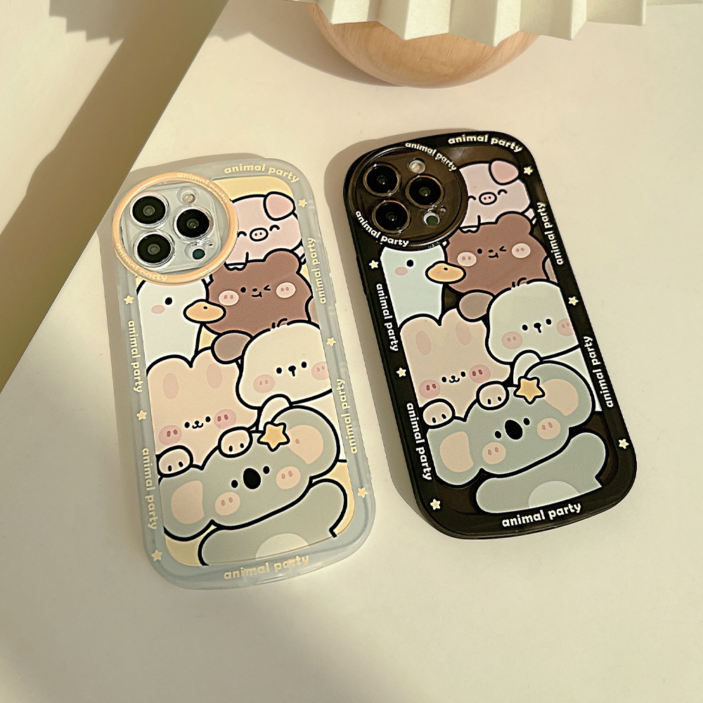 Soft Case TPU Motif Print Kartun Untuk iPhone 11 12 13 Pro Max Mini 7 8 Plus SE 2020 SE 2022 X XR XS Max