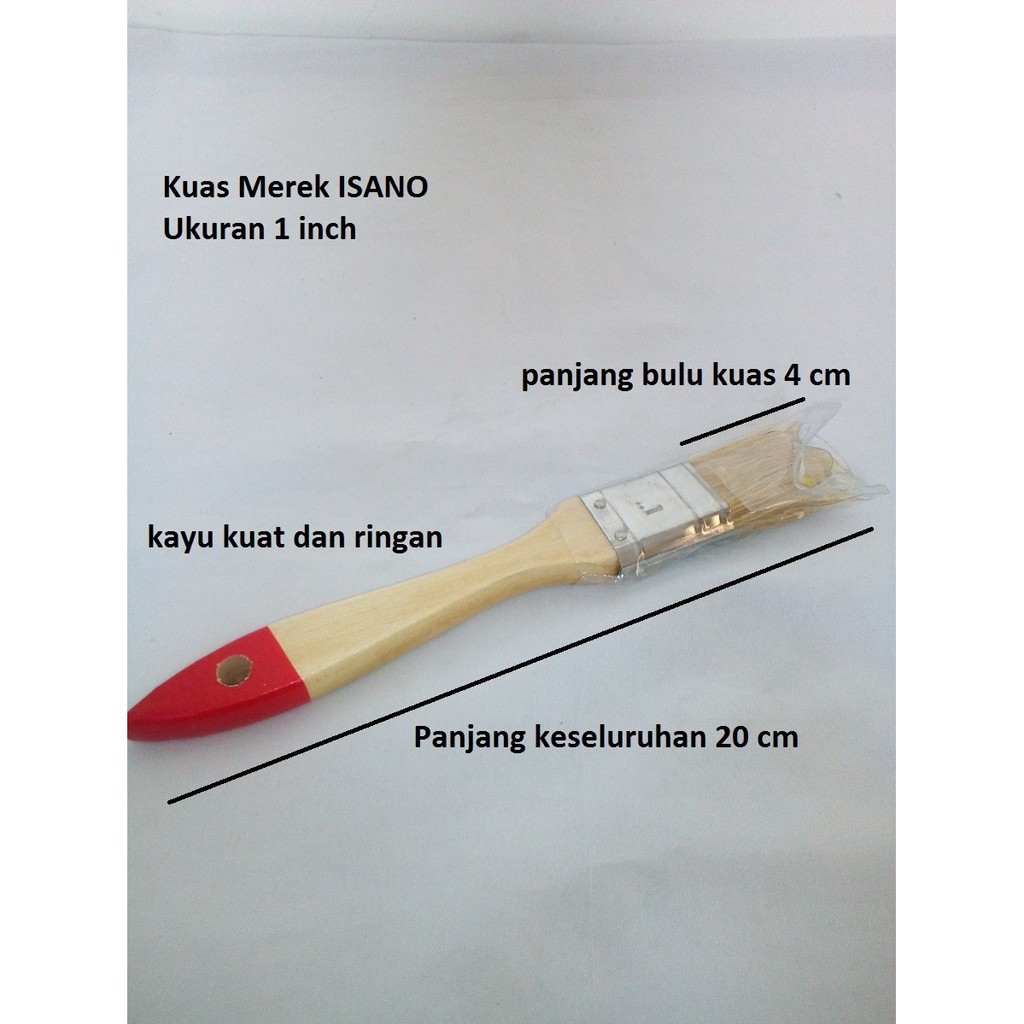 Isano Kuas 1 inch Cat 1&quot; Tembok Halus Ukuran Kecil Gagang Kayu Dinding Besi