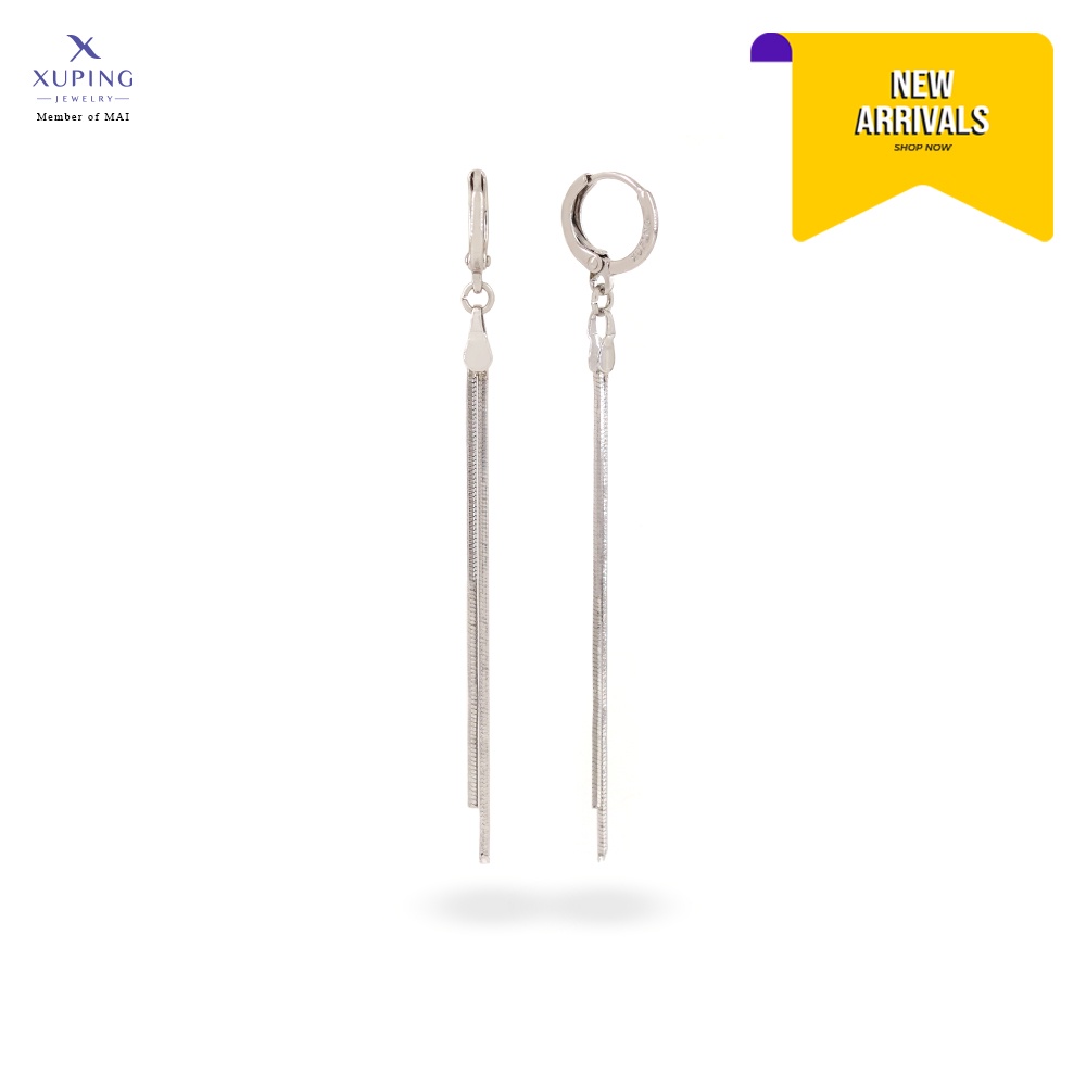 Xuping Jewelry Anting Panjang Jurai Fashion Motif Belut Aksesoris Perhiasan Lapis Emas (0172180002)