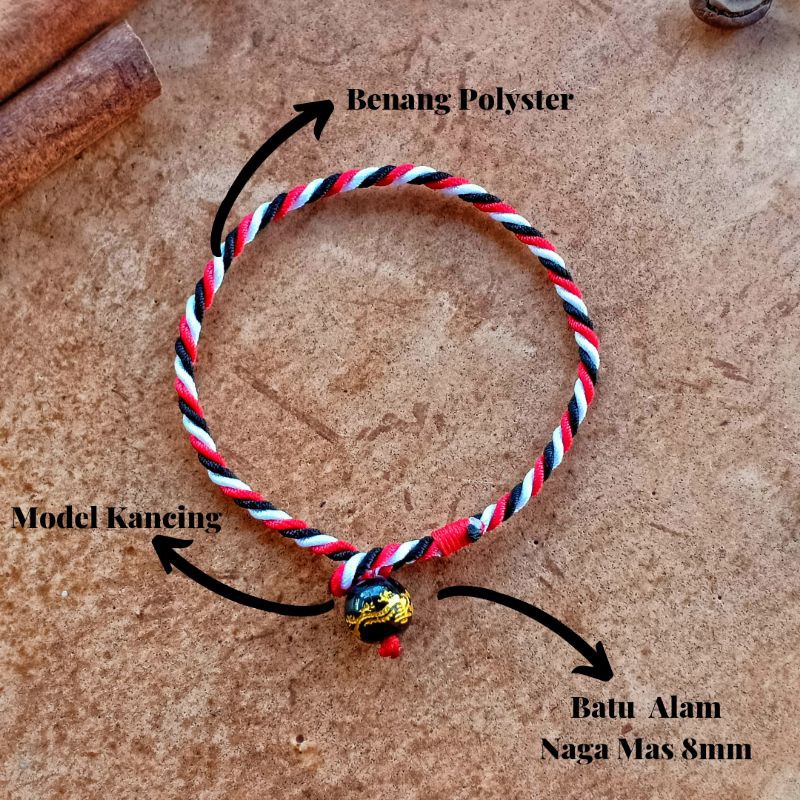 Gelang Tridatu Kancing Naga Mas / Gelang Tridatu Simple / Gelang Tridatu Khas Bali Murah / Craft Dewata