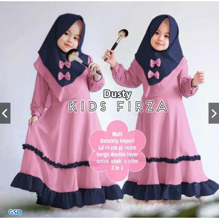 Gamis Anak Model terbaru Firza Kids sudah termasuk Hijab