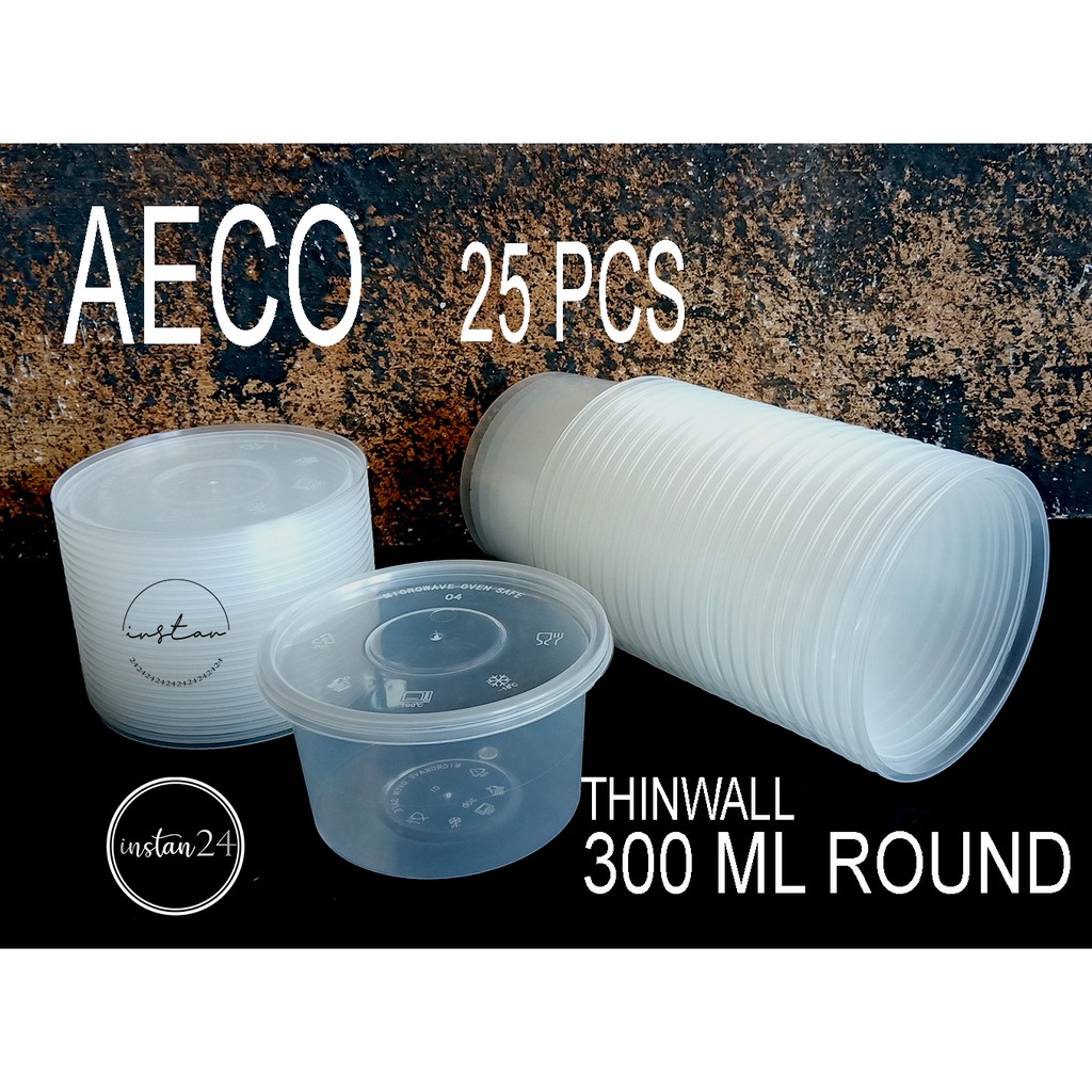 Termurah Thinwall AECO / Plastik Food Container Round 300 ml isi 25 pcs