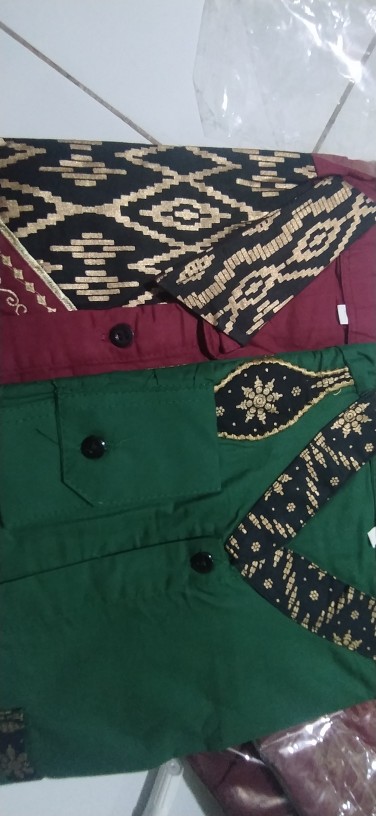 New Murah Batik Kemeja Hem Pria Motif Prada Kombinasi Merah Baju Kantor Seragam Alkhalis01