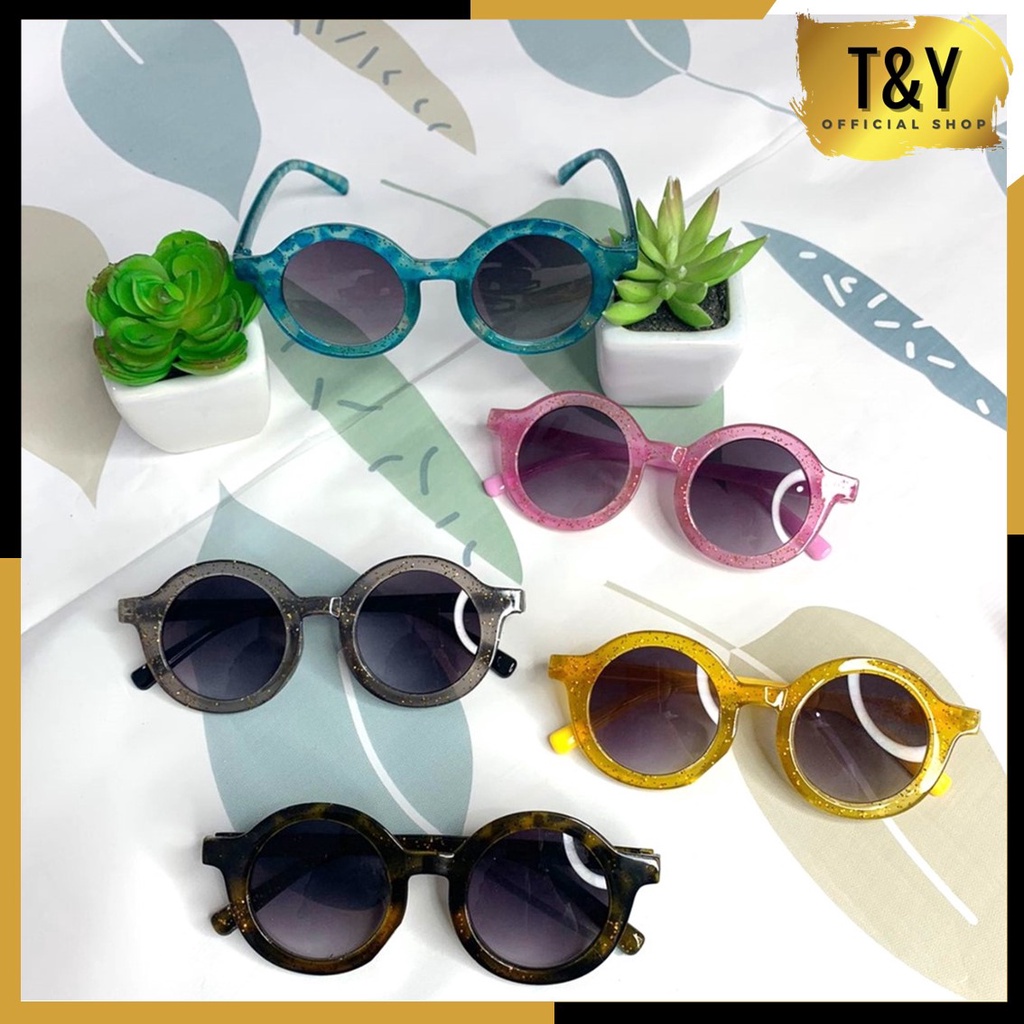 T&amp;Y Kacamata Anak 6501 Fashion Glitter Kaca Mata Hitam High Quality Kids Sunglasses Kaca Mata Murah Import