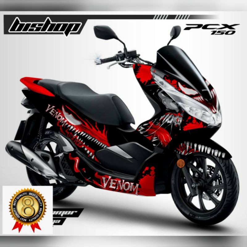 Decal Sticker PCX 150 Venom hitam merah variasi