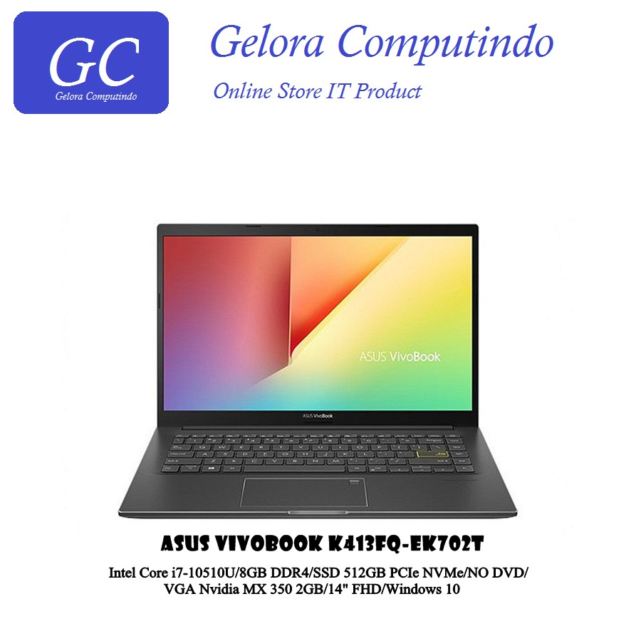 Notebook Asus K413FQ-EK702T (Indie Black) Core i7-10510U 8GB SSD 512GB VGA 2GB