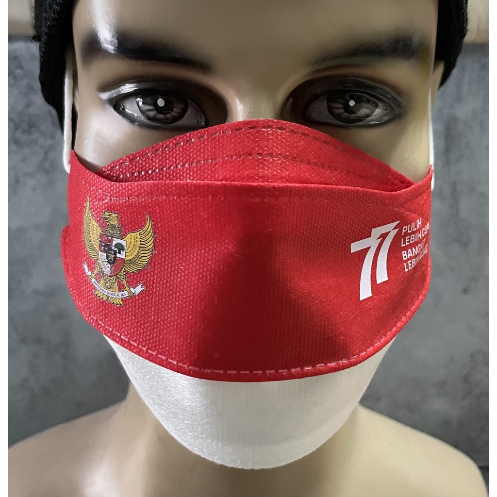 Masker Merah Putih Garuda 77 - Masker HUT RI 77 - Masker Merah Putih KF94 HUT RI 77