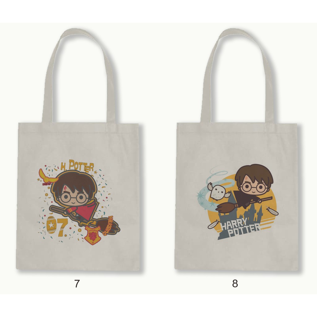 Tas Tote Bag Resleting Kanvas/Blacu  - Harry Potter Series.06
